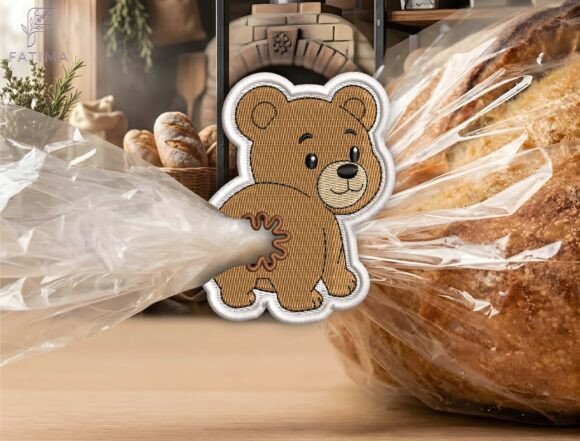 Download Cute Bear Bag Tie Embroidery Design - Premium Resources