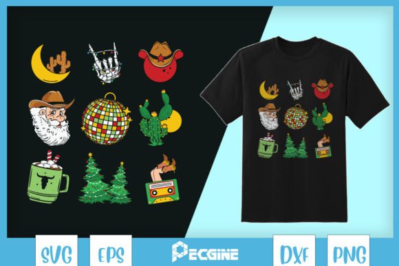 Download Retro Western Christmas Doodles - Doodle Collection