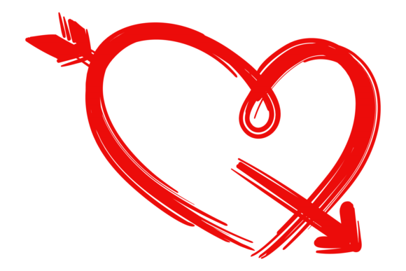 Download Heart Arrow Doodle in Brush Stroke Style - Doodle Collection