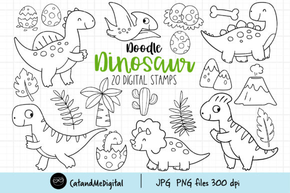 Download Doodle Dinosaur Digital Stamp - Premium Resources